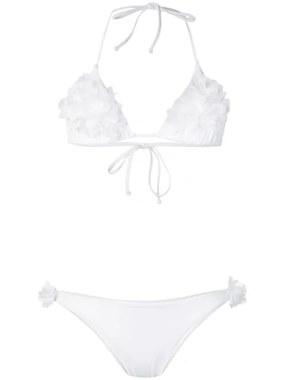 La Reveche Shayna Floral-detail Bikini In White