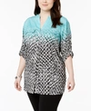 CALVIN KLEIN PLUS SIZE PRINTED UTILITY SHIRT