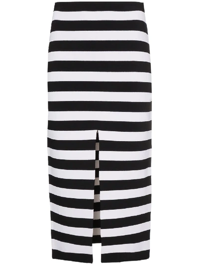 Proenza Schouler Striped Stretch-knit Midi Skirt In Black