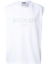 BALMAIN logo印花无袖T恤,S8H8611I15712598373