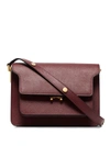 Marni Trunk Medium Leather Shoulder Bag In Red