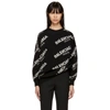 Balenciaga Black All Over Logo Paris Sweater In Black