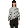 BALENCIAGA Grey All Over Logo Paris Sweater