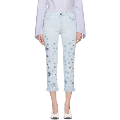 Stella Mccartney Metallic Star Kick Flare Jeans In Fadeblue