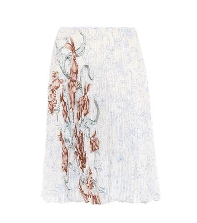 Prada Pleated Printed Silk Skirt In Multicolor