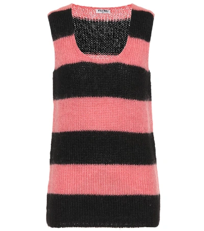 Miu Miu Mohair-blend Jumper Waistcoat In Pink