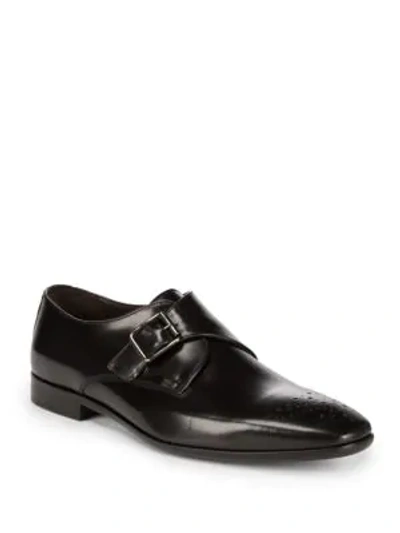 Bruno Magli Leather Brogue Monk-strap Dress Shoes In Black