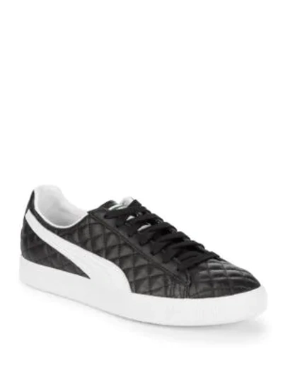 Puma Clyde Dressed Leather Trainers In Black