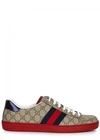 GUCCI TAUPE MONOGRAMMED COATED CANVAS TRAINERS