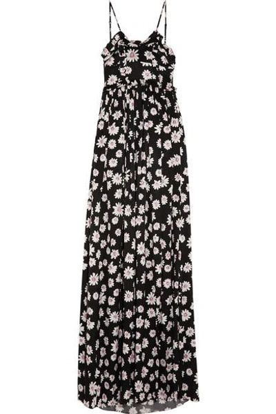 Balenciaga Floral-print Silk-jacquard Maxi Dress In Black