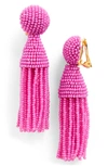 OSCAR DE LA RENTA 'CLASSIC SHORT' TASSEL DROP CLIP EARRINGS,R18J102