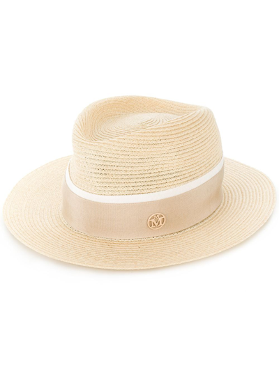 Maison Michel André Straw Fedora Hat In Neutrals