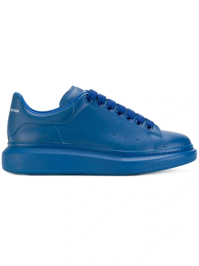 Alexander Mcqueen Raised-sole Low-top Leather Trainers In Light Blue