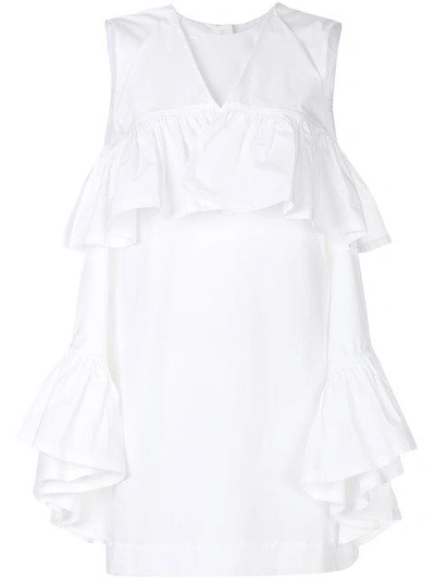 Msgm Ruffled Mini Dress In White