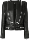 BALMAIN zip detail leather jacket,127376376P12597756