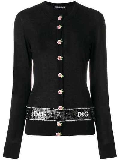 Dolce & Gabbana 亮片条纹开衫 In Black