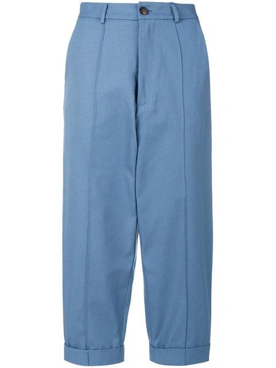 Société Anonyme Cropped Chino Trousers In Blue