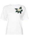 OSCAR DE LA RENTA OSCAR DE LA RENTA APPLIQUÉ DETAIL T-SHIRT - WHITE,18RE746TEJ12247199