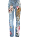 DOLCE & GABBANA Floral And Leopard Distressed Jean