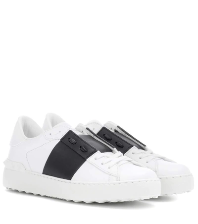 Valentino Garavani 20mm Open Leather Sneakers In White