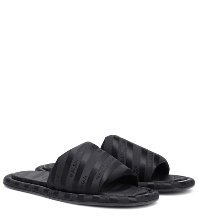 Balenciaga Rubber Slide Sandals With Logo In Nocolor