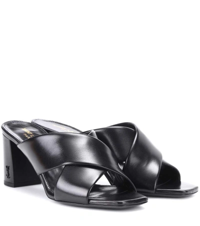Saint Laurent Loulou 70 Patent Leather Sandals In Black