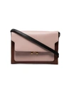 MARNI DUSTY PINK TRUNK MINI LEATHER SHOULDER BAG,PHMPV06Q02LV58912545287