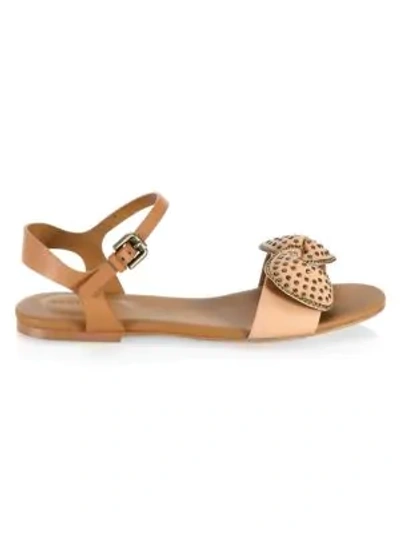 See By Chloé Clara Bow Leather Flat Sandals In Tan