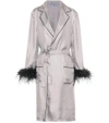 PRADA FEATHER-TRIMMED SILK dressing gown,P00299898