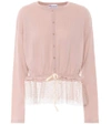 RED VALENTINO TULLE-TRIMMED WOOL CARDIGAN,P00291372