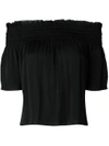 SAINT LAURENT SAINT LAURENT OFF-THE-SHOULDER BLOUSE - BLACK,497588Y015R12592317