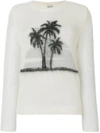 SAINT LAURENT SAINT LAURENT PALM TREE PRINT SWEATER - WHITE,500065YA2OF12588142