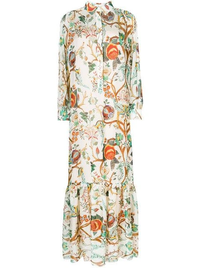 Alberta Ferretti Khadi Floral Print Silk Chiffon Dress In Multicolour