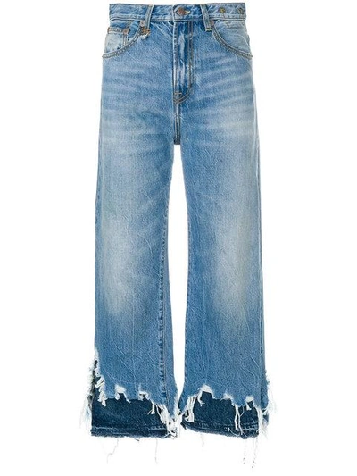 R13 Blue Double Shredded High-rise Camille Jeans In Blue,light Blue