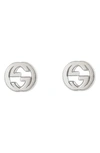 Gucci 18k Wg Interlocking G Stud Erng In Sterling Silver