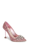 MIU MIU EMBELLISHED GLITTER PUMP,5I921A 3AICF 10599