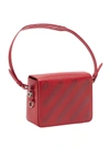 Off-white Binder Clip Velvet Shoulder Bag In Red