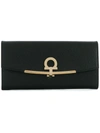 Ferragamo Foldover Gancio Wallet In Black
