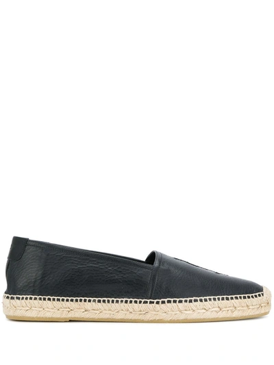 Saint Laurent Embroidered Monogram Espadrilles In Black