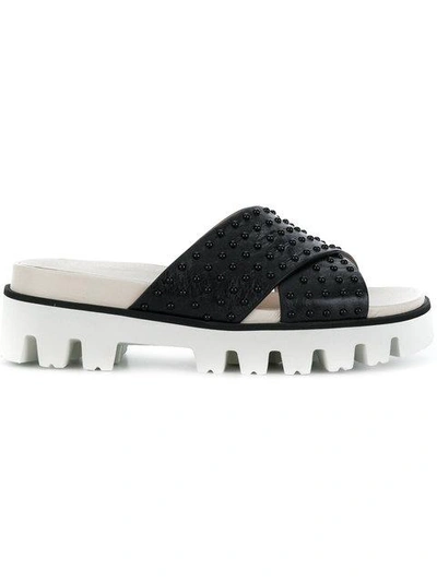 Red Valentino Cross Front Slides In Black