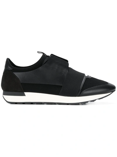 Balenciaga Race Runner Leather Trainers In Black