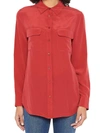 Equipment Slim Signature Short Sleeve Silk Shirt In Red