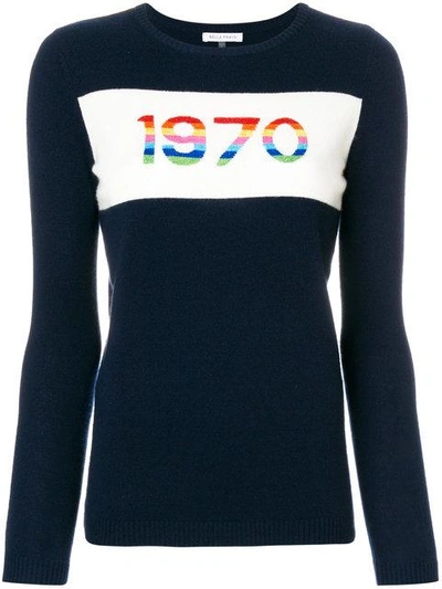 Bella Freud Jumper With 1970 Rainbow Intarsia In Navy