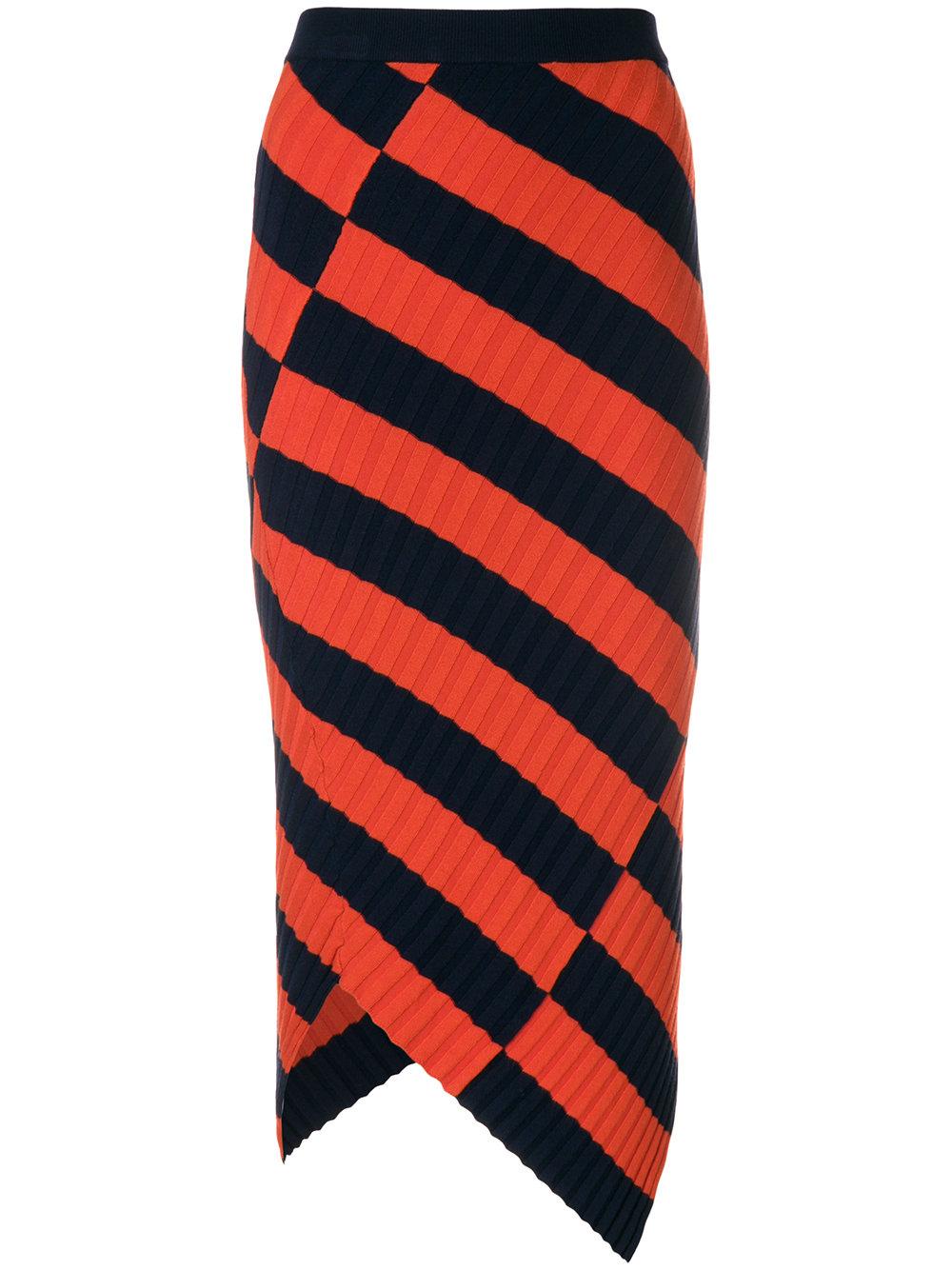 Altuzarra Mallory Asymmetric Striped Stretch-knit Midi Skirt In Orange ...