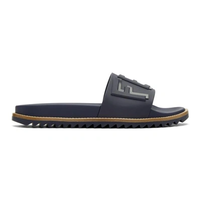 Fendi Blue Rubber  Vocabulary Slides In F0rbb Blue Denim