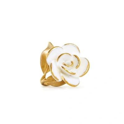 Poporcelain Golden White Cloud Rose Cocktail Ring