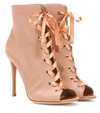 GIANVITO ROSSI EXCLUSIVE TO MYTHERESA.COM - MARIE SATIN PEEP-TOE ANKLE BOOTS,P00296481