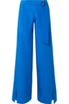 ADAM LIPPES BELTED SILK CREPE DE CHINE WIDE-LEG PANTS