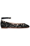 VALENTINO GARAVANI WOMAN CORDED LACE BALLET FLATS BLACK,US 18937566062331869