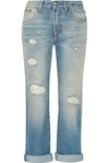 R13 Woman Catherine Distressed Mid-rise Boyfriend Jeans Light Denim In Mid Denim